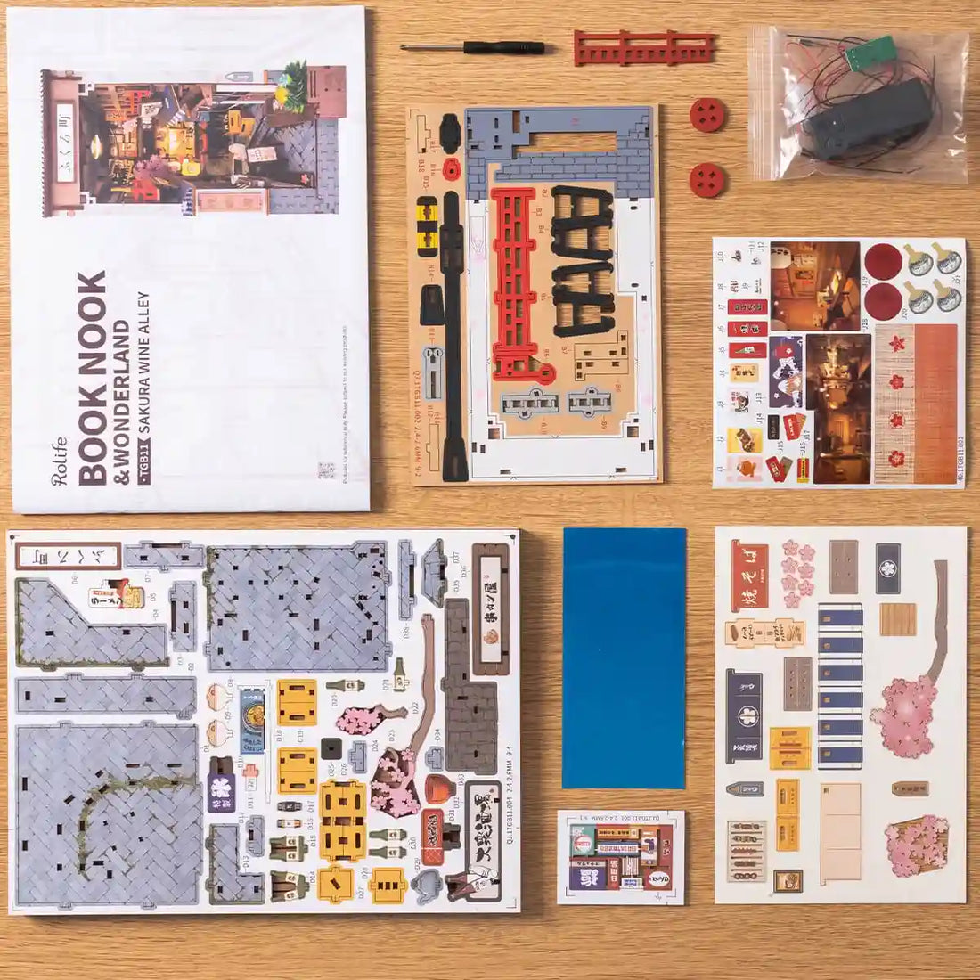 Sakura Wine Alley book nook kit – detail view 2
