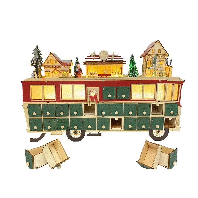 Wood Bus Scene Advent Calendar