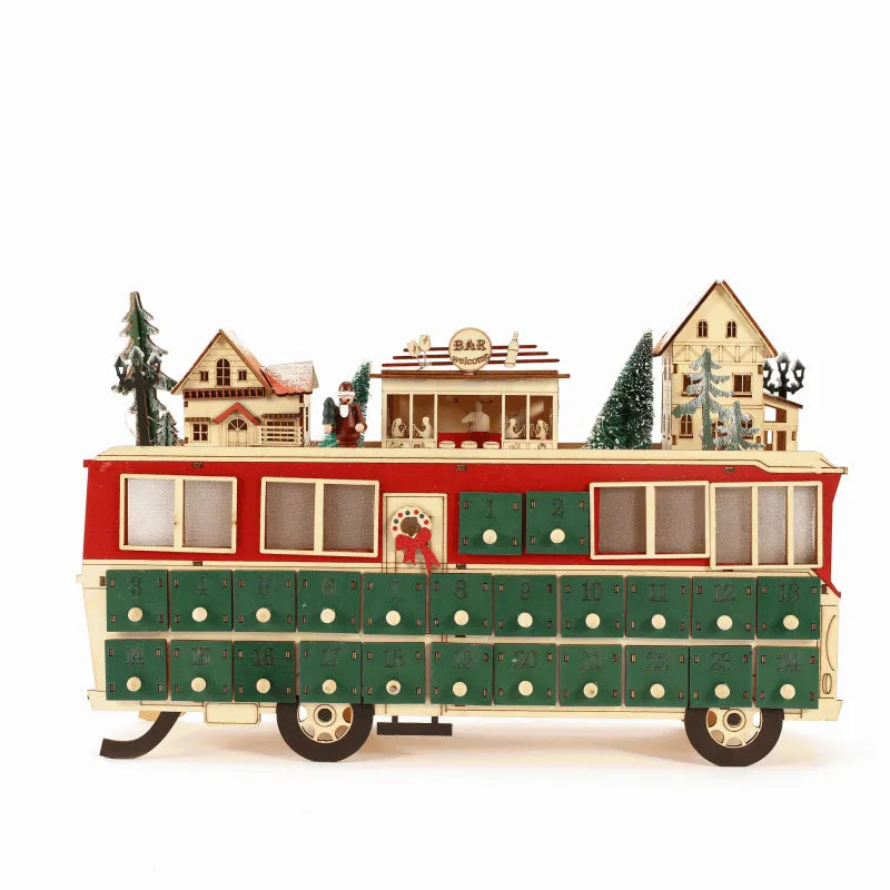 Wood Bus Scene Advent Calendar