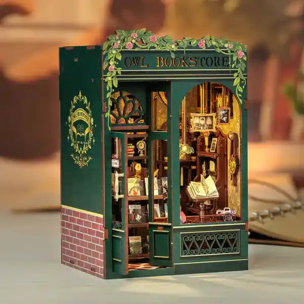 The Midnight Owl Bookstore book nook kit β DIY miniature London bookshop