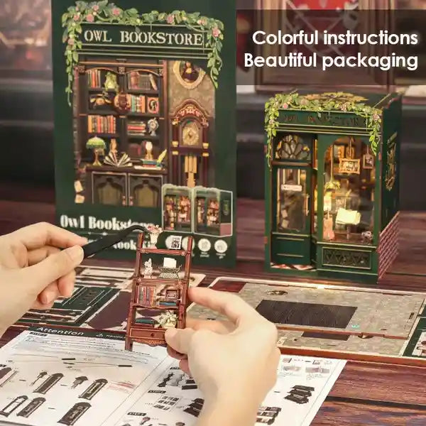The Midnight Owl Bookstore book nook kit β detail view 4