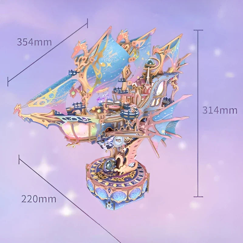 Magical Galaxy 3D Wooden Puzzle – Mechanical Celestial Airship Kit