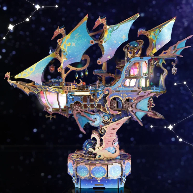 Magical Galaxy 3D Wooden Puzzle – Mechanical Celestial Airship Kit