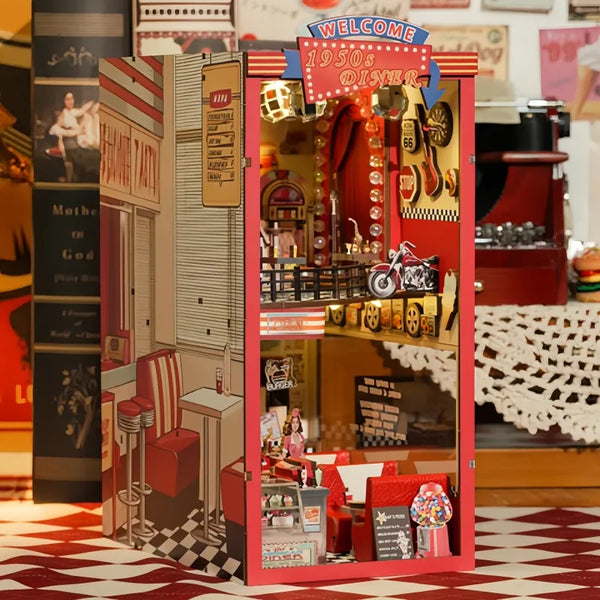 1950s Diner Book Nook Kit – DIY Miniature Retro American Diner
