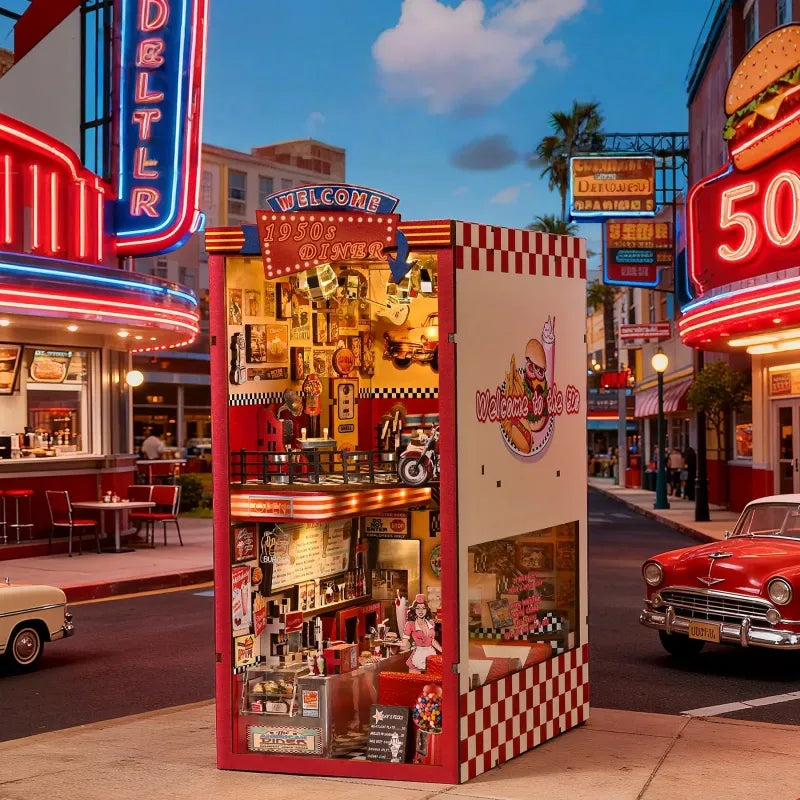 1950s Diner Book Nook Kit – DIY Miniature Retro American Diner
