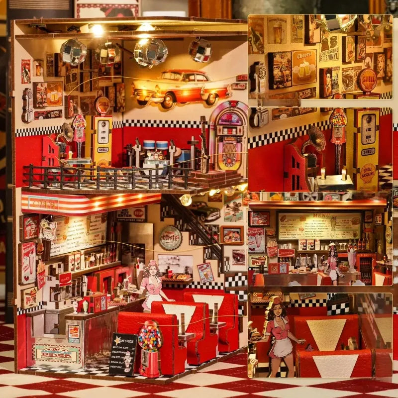 1950s Diner Book Nook Kit – DIY Miniature Retro American Diner