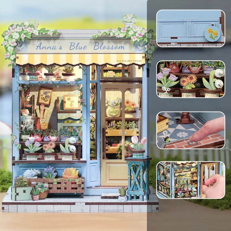 Anna's Blue Blossom Book Nook Kit – DIY Miniature Flower Shop
