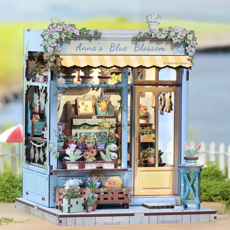 Anna's Blue Blossom Book Nook Kit – DIY Miniature Flower Shop