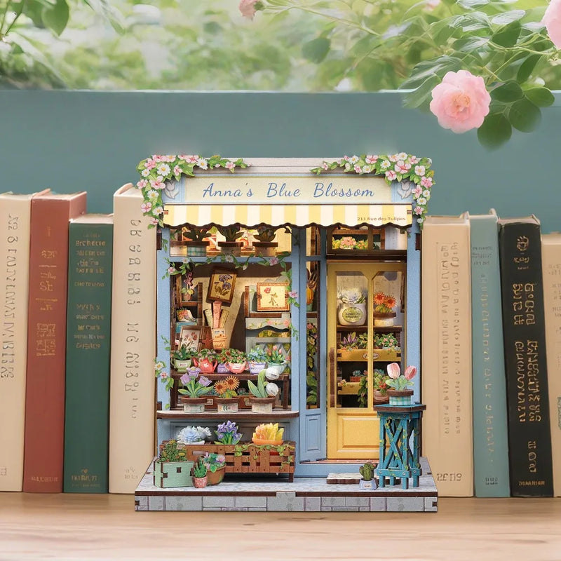 Anna's Blue Blossom Book Nook Kit – DIY Miniature Flower Shop