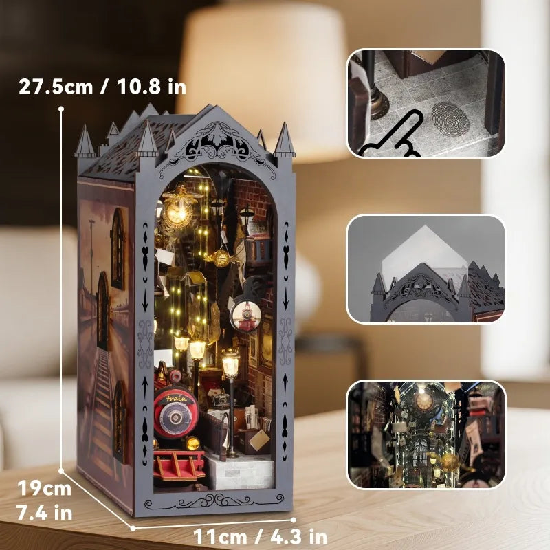 Fantasy Train Platform Book Nook Kit – DIY Steampunk Station