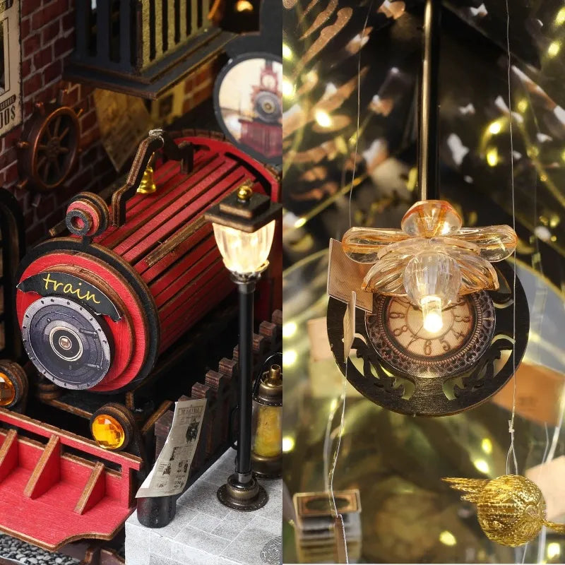 Fantasy Train Platform Book Nook Kit – DIY Steampunk Station