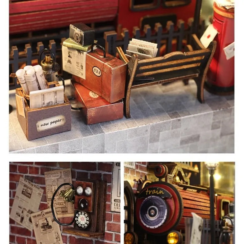 Fantasy Train Platform Book Nook Kit – DIY Steampunk Station
