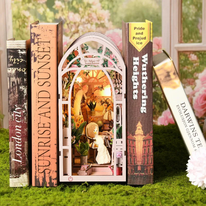 Mini Greenhouse Flower Room Book Nook Kit – DIY Miniature Greenhouse