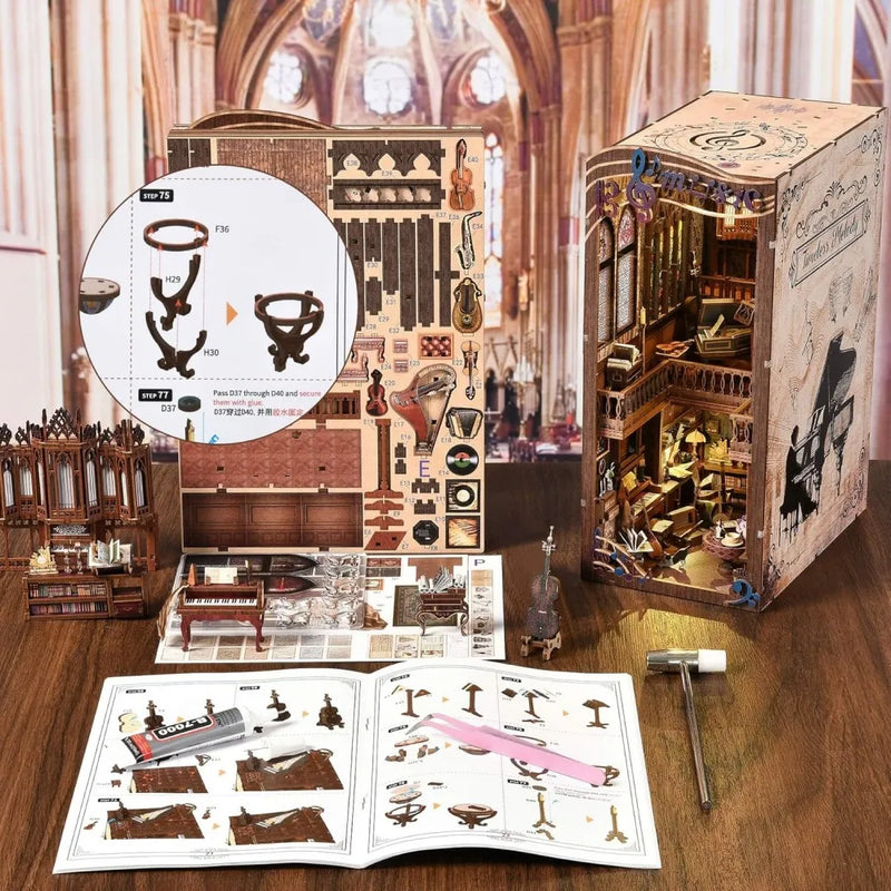 Timeless Melody Book Nook Kit – DIY Two-Storey Music Studio