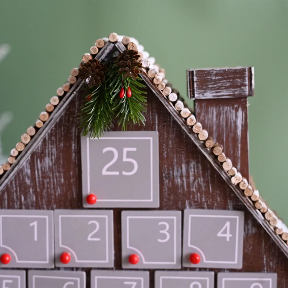 Gray Wooden House Advent Calendar