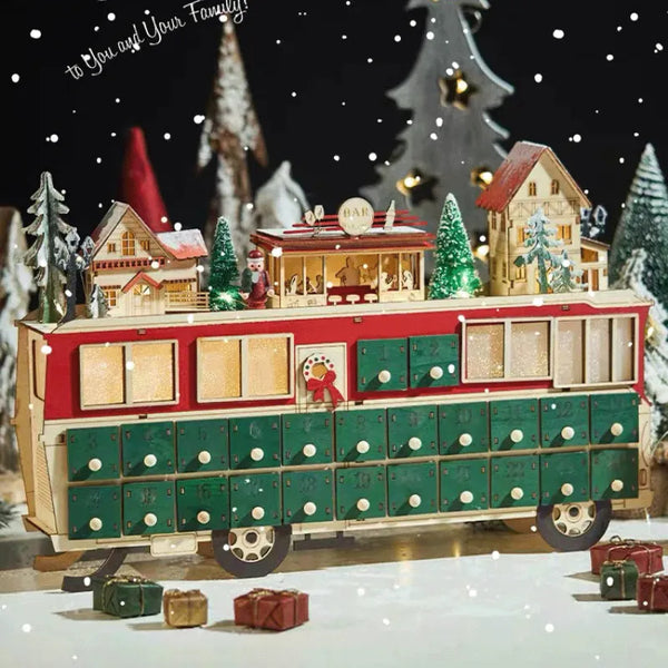 Wood Bus Scene Advent Calendar