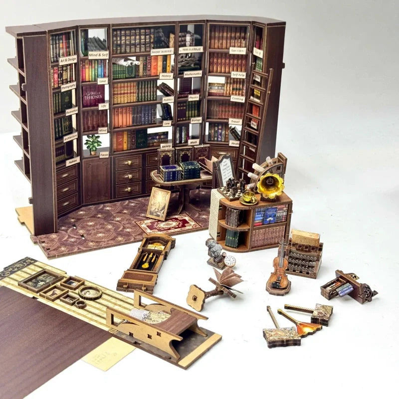 Hoggor Bookstore Miniature House Kit – DIY Old Bookshop