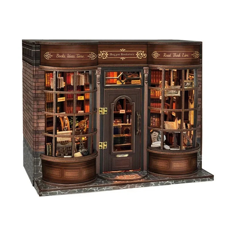Hoggor Bookstore Miniature House Kit – DIY Old Bookshop