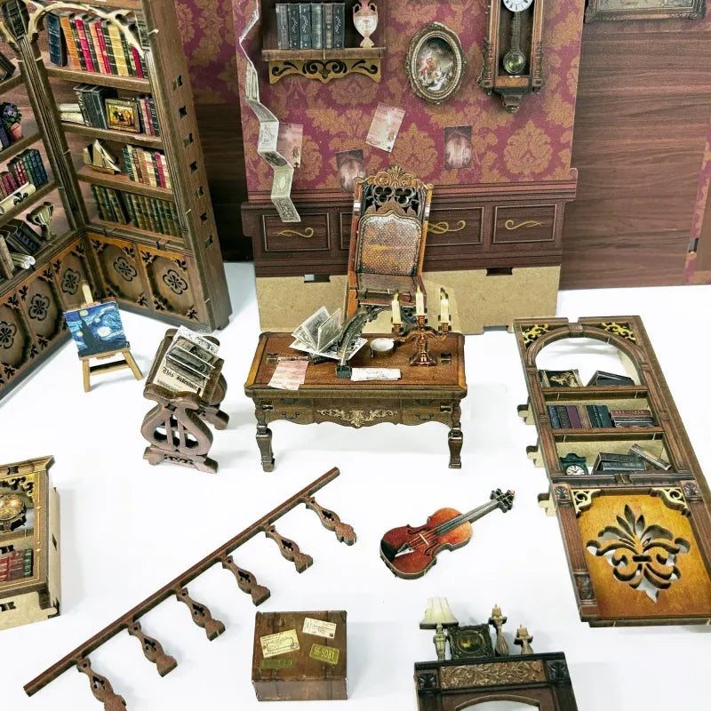Time Book House Miniature Kit – DIY 3D Library Scene